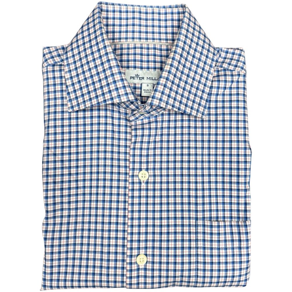 EUC Men's PETER MILLAR Tartan Plaid Button Down Dress Shirt‎ | Size S